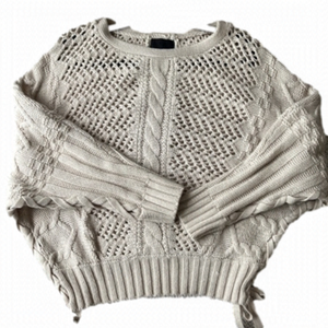 Cynthia Rowley • mixed cable knit, woven sweater